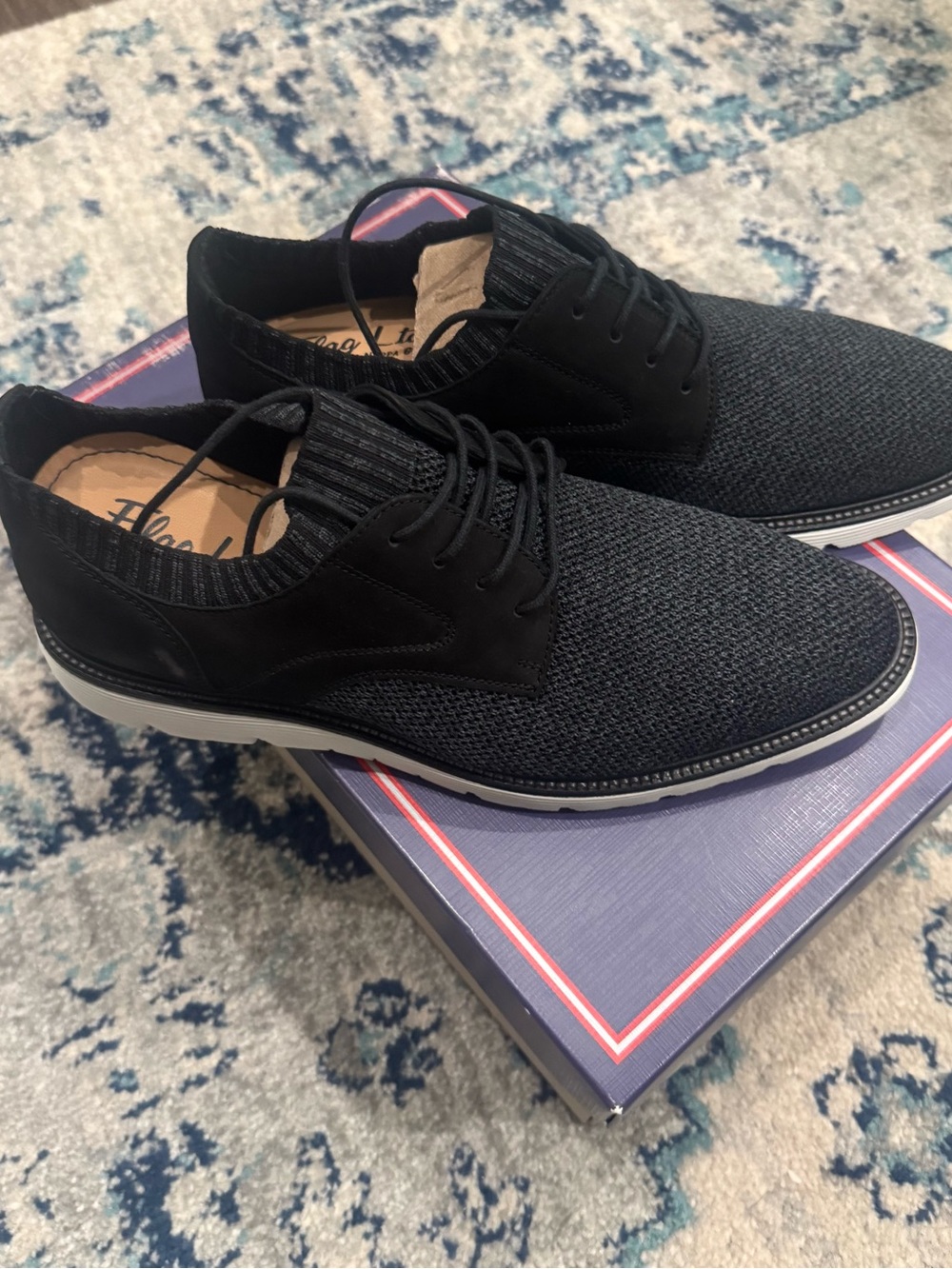 Men's Black Knit Derby Shoes -